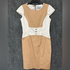 ANTONIO MELANI COLOR BLOCK SHEATH DRESS SIZE 10 BELTED WAIST CAREER BUSINESS